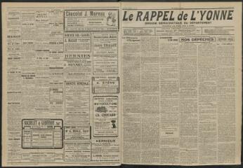 3 vues - Le Rappel de l\'Yonne, organe démocratique du département, n° 14, mercredi 19 octobre 1921 (ouvre la visionneuse)