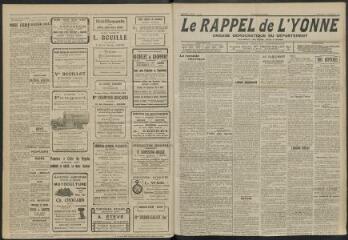 3 vues - Le Rappel de l\'Yonne, organe démocratique du département, n° 27, vendredi 18 novembre 1921 (ouvre la visionneuse)