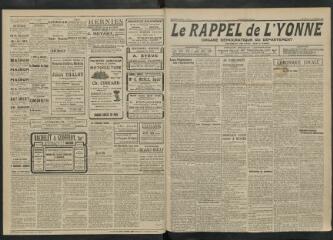 3 vues - Le Rappel de l\'Yonne, organe démocratique du département, n° 32, mercredi 30 novembre 1921 (ouvre la visionneuse)