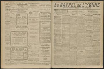 3 vues - Le Rappel de l\'Yonne, organe démocratique du département, n° 55, vendredi 20 janvier 1922 (ouvre la visionneuse)