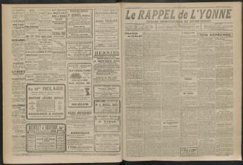 3 vues - Le Rappel de l\'Yonne, organe démocratique du département, n° 59, mercredi 1 février 1922 (ouvre la visionneuse)