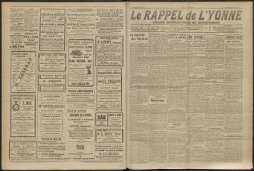 3 vues - Le Rappel de l\'Yonne, organe démocratique du département, n° 89, mercredi 8 mars 1922 (ouvre la visionneuse)