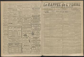 3 vues - Le Rappel de l\'Yonne, organe démocratique du département, n° 94, mardi 14 mars 1922 (ouvre la visionneuse)