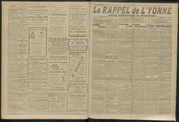 3 vues - Le Rappel de l\'Yonne, organe démocratique du département, n° 95, mercredi 15 mars 1922 (ouvre la visionneuse)