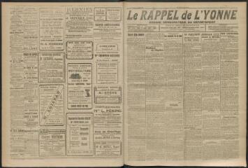 3 vues - Le Rappel de l\'Yonne, organe démocratique du département, n° 97, vendredi 17 mars 1922 (ouvre la visionneuse)