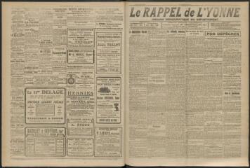 3 vues - Le Rappel de l\'Yonne, organe démocratique du département, n° 100, mardi 21 mars 1922 (ouvre la visionneuse)