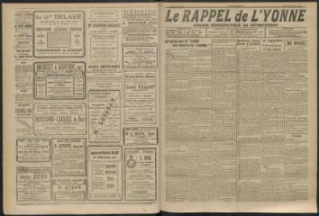 3 vues - Le Rappel de l\'Yonne, organe démocratique du département, n° 102, jeudi 23 mars 1922 (ouvre la visionneuse)