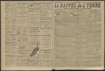 3 vues - Le Rappel de l\'Yonne, organe démocratique du département, n° 105, dimanche 26 mars 1922 (ouvre la visionneuse)