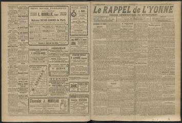 3 vues - Le Rappel de l\'Yonne, organe démocratique du département, n° 111, dimanche 2 avril 1922 (ouvre la visionneuse)