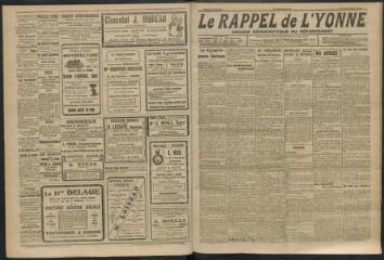 3 vues - Le Rappel de l\'Yonne, organe démocratique du département, n° 113, mercredi 5 avril 1922 (ouvre la visionneuse)