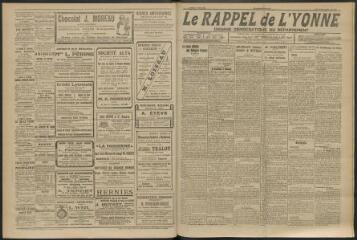 3 vues - Le Rappel de l\'Yonne, organe démocratique du département, n° 116, samedi 8 avril 1922 (ouvre la visionneuse)