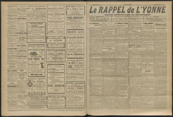 3 vues - Le Rappel de l\'Yonne, organe démocratique du département, n° 133, samedi 29 avril 1922 (ouvre la visionneuse)