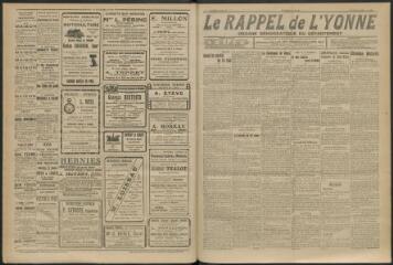 3 vues - Le Rappel de l\'Yonne, organe démocratique du département, n° 137, vendredi 5 mai 1922 (ouvre la visionneuse)