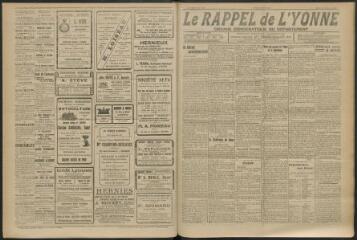 3 vues - Le Rappel de l\'Yonne, organe démocratique du département, n° 145, dimanche 14 mai 1922 (ouvre la visionneuse)