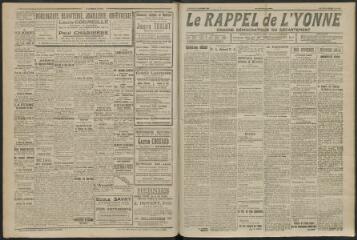 3 vues - Le Rappel de l\'Yonne, organe démocratique du département, n° 362, dimanche 15 octobre 1922 (ouvre la visionneuse)