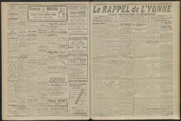 3 vues - Le Rappel de l\'Yonne, organe démocratique du département, n° 374, dimanche 29 octobre 1922 (ouvre la visionneuse)