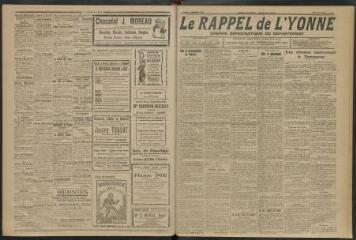 3 vues - Le Rappel de l\'Yonne, organe démocratique du département, n° 407, samedi 9 décembre 1922 (ouvre la visionneuse)