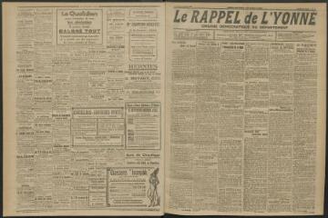3 vues - Le Rappel de l\'Yonne, organe démocratique du département, n° 10, samedi 13 janvier 1923 (ouvre la visionneuse)