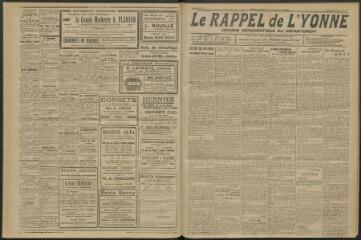 3 vues - Le Rappel de l\'Yonne, organe démocratique du département, n° 54, mardi 6 mars 1923 (ouvre la visionneuse)
