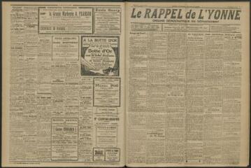 3 vues - Le Rappel de l\'Yonne, organe démocratique du département, n° 57, vendredi 9 mars 1923 (ouvre la visionneuse)