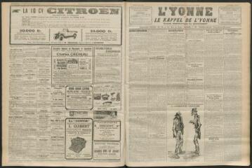 3 vues - L\'Yonne et le Rappel de l\'Yonne, organe démocratique du département, n° 125, samedi 29 mai 1926 (ouvre la visionneuse)