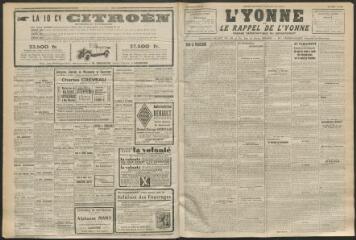 3 vues - L\'Yonne et le Rappel de l\'Yonne, organe démocratique du département, n° 150, mercredi 30 juin 1926 (ouvre la visionneuse)