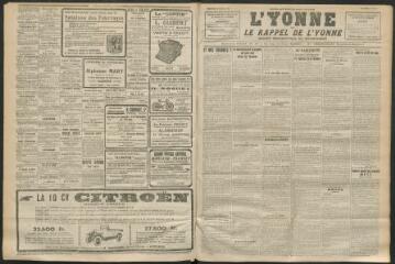 3 vues - L\'Yonne et le Rappel de l\'Yonne, organe démocratique du département, n° 171, mercredi 21 juillet 1926 (ouvre la visionneuse)