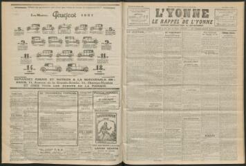 3 vues - L\'Yonne et le Rappel de l\'Yonne, organe démocratique du département, n° 270, mercredi 17 novembre 1926 (ouvre la visionneuse)