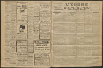 3 vues - L\'Yonne et le Rappel de l\'Yonne, organe démocratique du département, n° 101, vendredi 6 mai 1927 (ouvre la visionneuse)