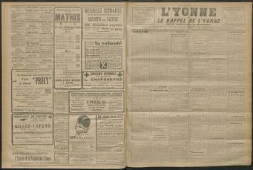 3 vues - L\'Yonne et le Rappel de l\'Yonne, organe démocratique du département, n° 111, mercredi 18 mai 1927 (ouvre la visionneuse)