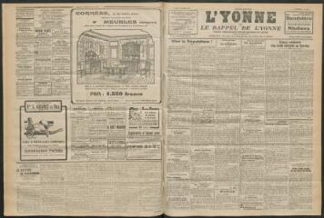 3 vues - L\'Yonne et le Rappel de l\'Yonne, organe démocratique du département, n° 234, mardi 11 octobre 1927 (ouvre la visionneuse)