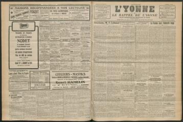 3 vues - L\'Yonne et le Rappel de l\'Yonne, organe démocratique du département, n° 235, mercredi 12 octobre 1927 (ouvre la visionneuse)