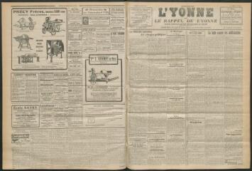 3 vues - L\'Yonne et le Rappel de l\'Yonne, organe démocratique du département, n° 242, jeudi 20 octobre 1927 (ouvre la visionneuse)