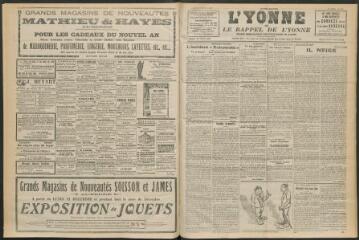 3 vues - L\'Yonne et le Rappel de l\'Yonne, organe démocratique du département, n° 290, samedi 17 décembre 1927 (ouvre la visionneuse)
