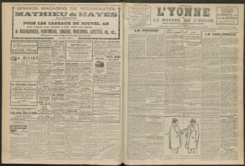 3 vues - L\'Yonne et le Rappel de l\'Yonne, organe démocratique du département, n° 300, samedi 31 décembre 1927 (ouvre la visionneuse)