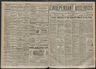 3 vues - L\'Indépendant auxerrois : organe quotidien républicain progressiste de l\'Yonne, n° 110, dimanche 11 mai et lundi 12 mai 1902 (ouvre la visionneuse)