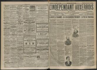 3 vues - L\'Indépendant auxerrois : organe quotidien républicain progressiste de l\'Yonne, n° 127, dimanche 1 juin et lundi 2 juin 1902 (ouvre la visionneuse)