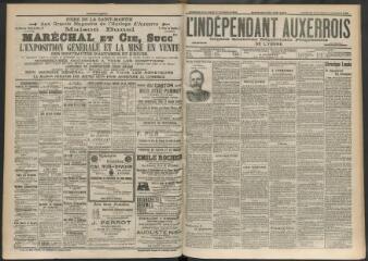 3 vues - L\'Indépendant auxerrois : organe quotidien républicain progressiste de l\'Yonne, n° 261, dimanche 9 novembre et lundi 10 novembre 1902 (ouvre la visionneuse)