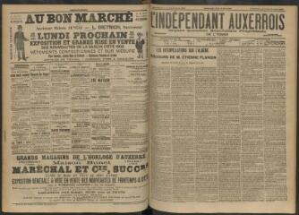 3 vues - L\'Indépendant auxerrois : organe quotidien républicain progressiste de l\'Yonne, n° 80, dimanche 5 avril et lundi 6 avril 1903 (ouvre la visionneuse)