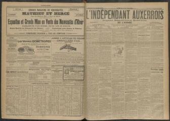 3 vues - L\'Indépendant auxerrois : organe républicain quotidien de l\'Yonne, n° 277, samedi 28 novembre 1903 (ouvre la visionneuse)