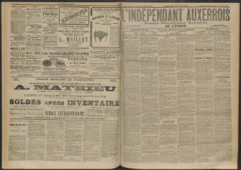 3 vues - L\'Indépendant auxerrois : organe républicain quotidien de l\'Yonne, n° 162, dimanche 16 juillet et lundi 17 juillet 1905 (ouvre la visionneuse)