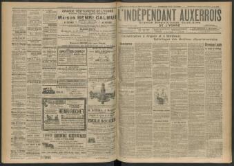 3 vues - L\'Indépendant auxerrois : organe républicain quotidien de l\'Yonne, n° 180, dimanche 4 août, lundi 5 août et mardi 6 août 1907 (ouvre la visionneuse)