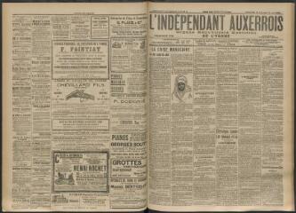 3 vues - L\'Indépendant auxerrois : organe républicain quotidien de l\'Yonne, n° 196, dimanche 23 août et lundi 24 août 1908 (ouvre la visionneuse)