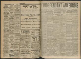 3 vues - L\'Indépendant auxerrois : organe républicain quotidien de l’Yonne, n° 223, dimanche 24 septembre et lundi 25 septembre 1911 (ouvre la visionneuse)