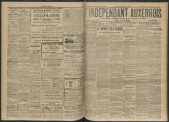 3 vues - L\'Indépendant auxerrois : organe républicain quotidien de l’Yonne, n° 229, dimanche 1 octobre et lundi 2 octobre 1911 (ouvre la visionneuse)