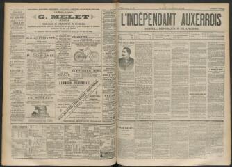 3 vues - L\'Indépendant auxerrois : journal républicain de l\'Yonne, n° 139, mardi 25 septembre 1894 (ouvre la visionneuse)