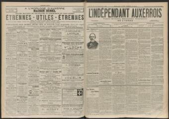 3 vues - L\'Indépendant auxerrois : organe quotidien républicain progressiste de l’Yonne, n° 303, dimanche 25 décembre 1898 et lundi 26 décembre 1898 (ouvre la visionneuse)