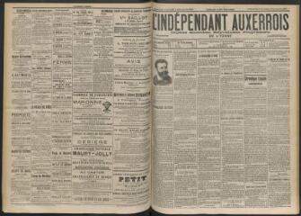 3 vues - L\'Indépendant auxerrois : organe quotidien républicain progressiste de l\'Yonne, n° 202, dimanche 2 septembre et lundi 3 septembre 1900 (ouvre la visionneuse)