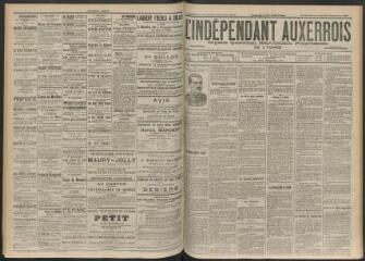 3 vues - L\'Indépendant auxerrois : organe quotidien républicain progressiste de l\'Yonne, n° 208, dimanche 9 septembre et lundi 10 septembre 1900 (ouvre la visionneuse)