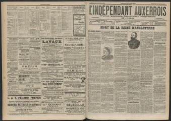 3 vues - L\'Indépendant auxerrois : organe quotidien républicain progressiste de l\'Yonne, n° 19, mercredi 23 janvier 1901 (ouvre la visionneuse)